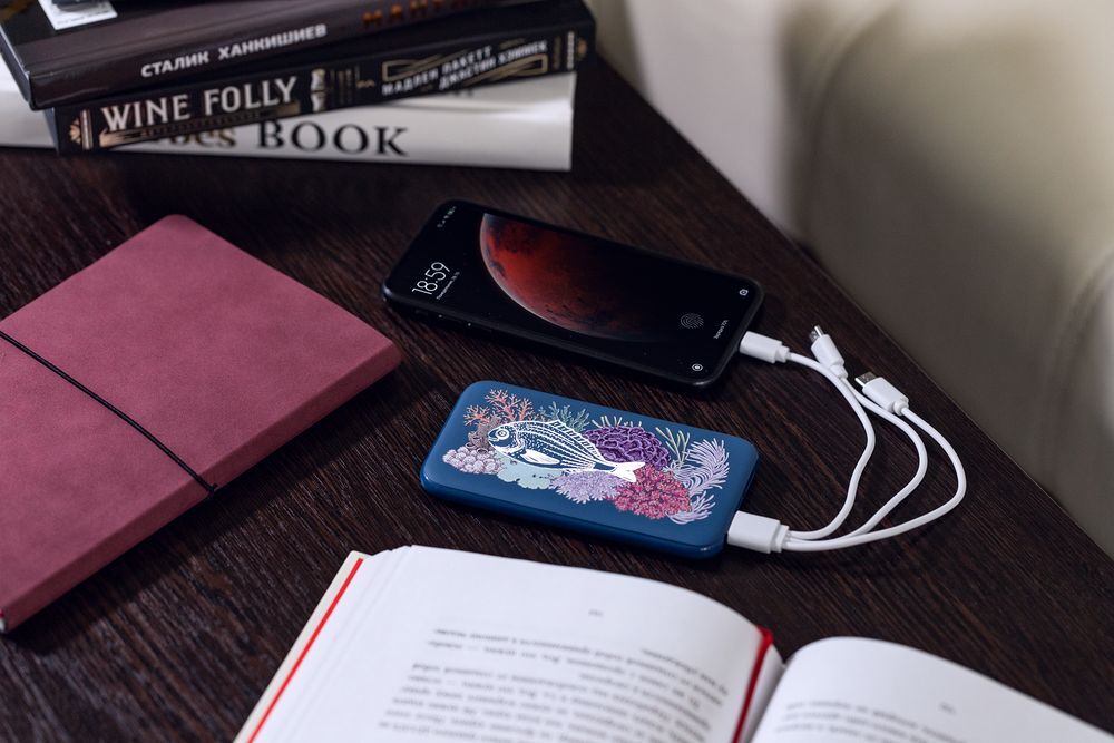 Аккумулятор Uniscend Starry с подсветкой, 5000 мАч, синий арт.25555.40