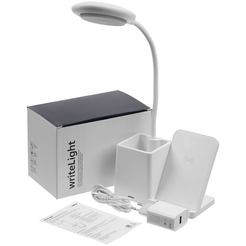 Лампа с органайзером и беспроводной зарядкой writeLight, ver. 2, белая арт.16437.60