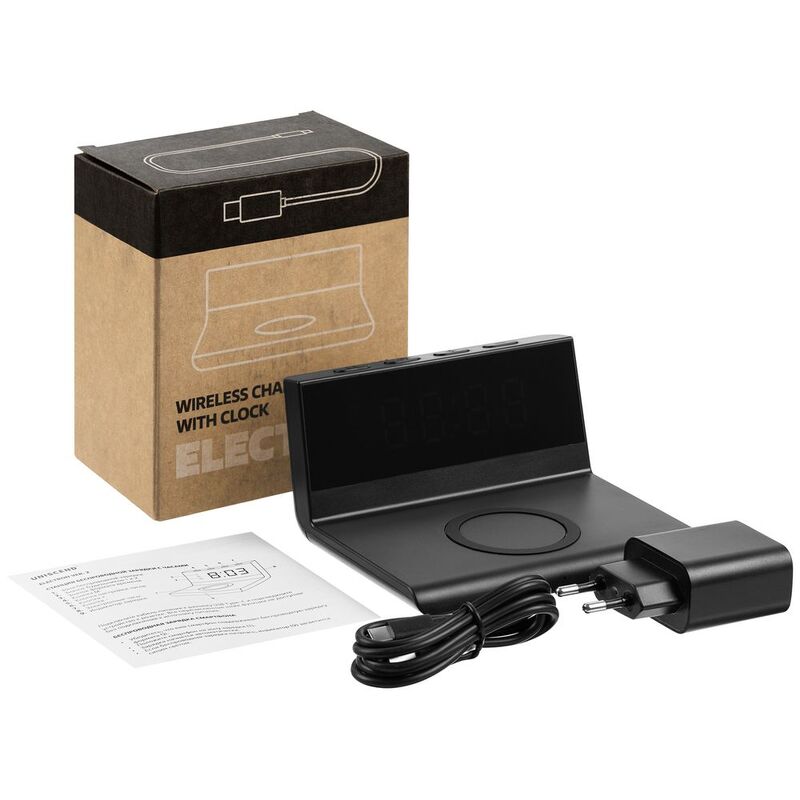 Станция беспроводной зарядки с часами Electron, ver.2, черная арт.16343.30