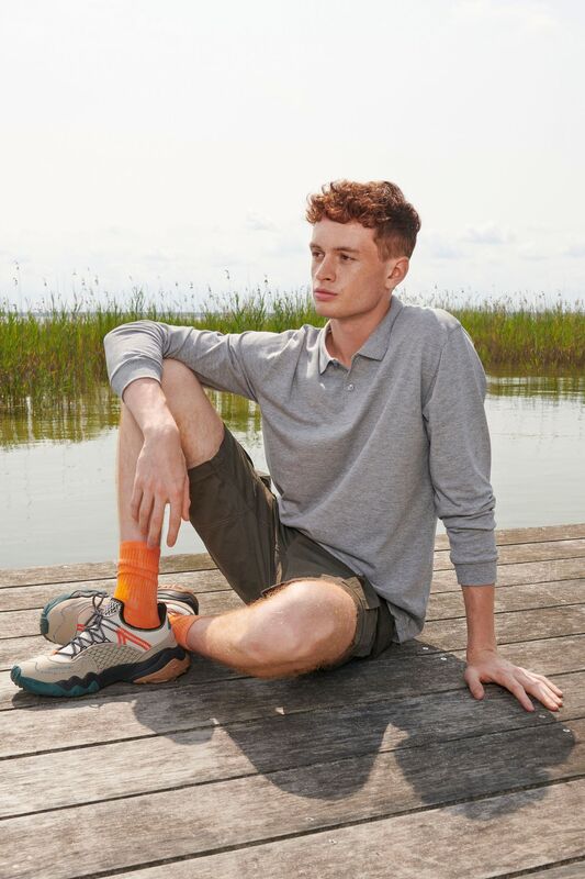 Рубашка поло унисекс с длинным рукавом Planet LSL, серый меланж арт.04241360