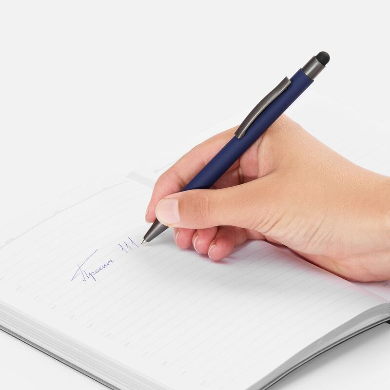 Ручка шариковая Atento Soft Touch со стилусом, темно-синяя арт.16428.40