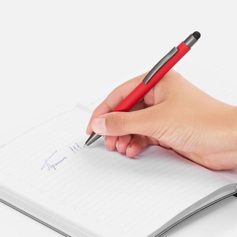 Ручка шариковая Atento Soft Touch со стилусом, красная арт.16428.50