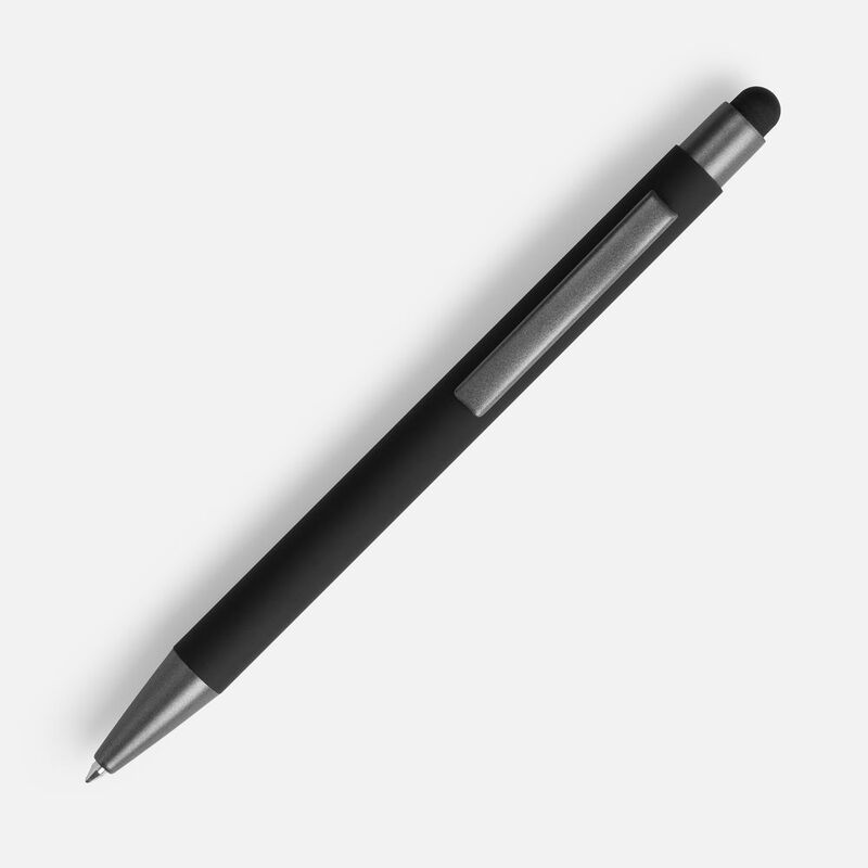 Ручка шариковая Atento Soft Touch Stylus со стилусом, черная арт.16428.30