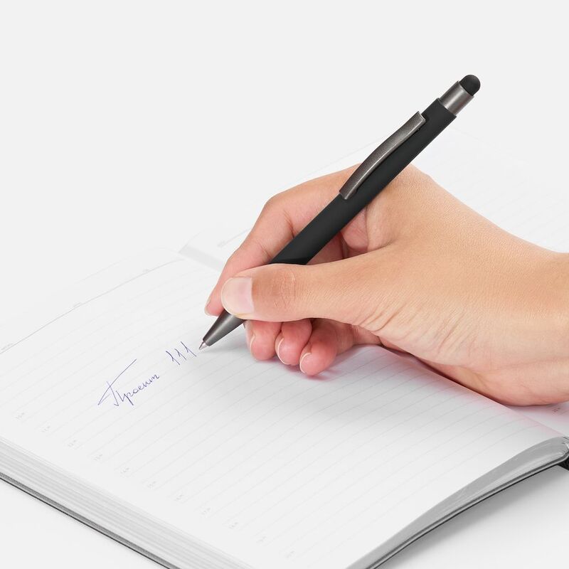 Ручка шариковая Atento Soft Touch Stylus со стилусом, черная арт.16428.30