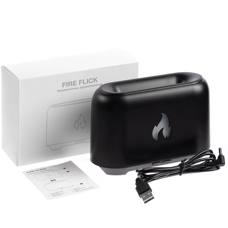 Увлажнитель-ароматизатор Fire Flick с имитацией пламени, черный арт.16899.30