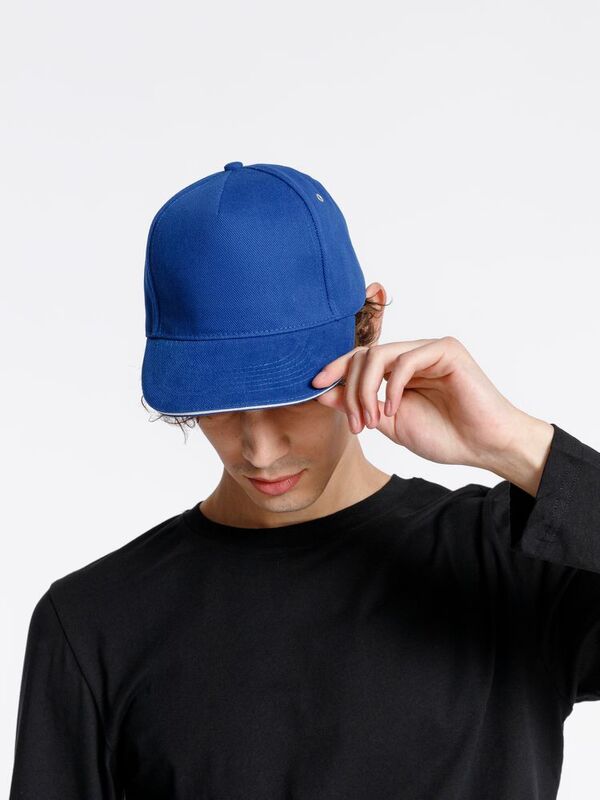Бейсболка Classic, ярко-синяя с белым кантом арт.15848.44
