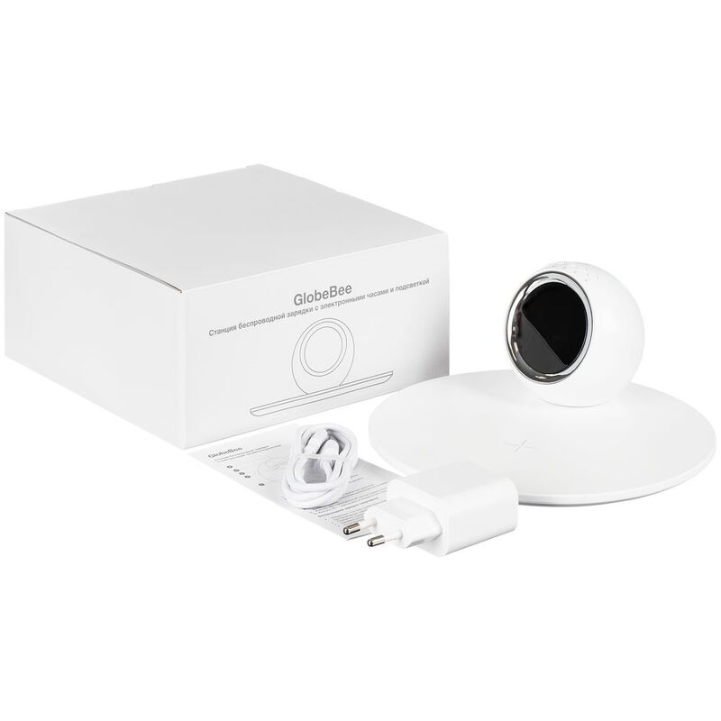 Станция беспроводной зарядки с часами и подсветкой GlobeBee, белая арт.16365.60