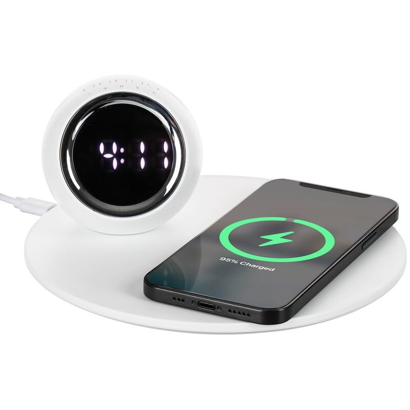 Станция беспроводной зарядки с часами и подсветкой GlobeBee, белая арт.16365.60