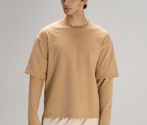Футболка оверсайз с двойным рукавом Kosmos, бежевая арт.19180.12