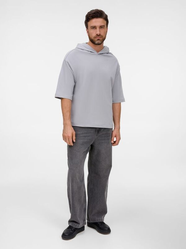 Футболка оверсайз унисекс с капюшоном Neofit, светло-серая арт.19186.10