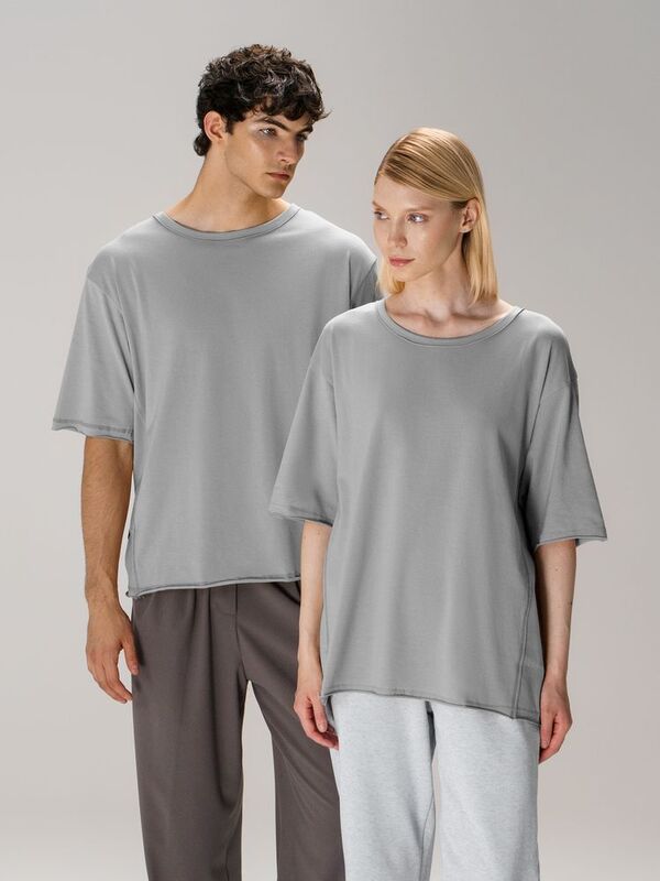 Футболка оверсайз унисекс Vozduh, светло-серая арт.19189.10