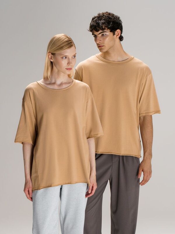 Футболка оверсайз унисекс Vozduh, бежевая арт.19189.12