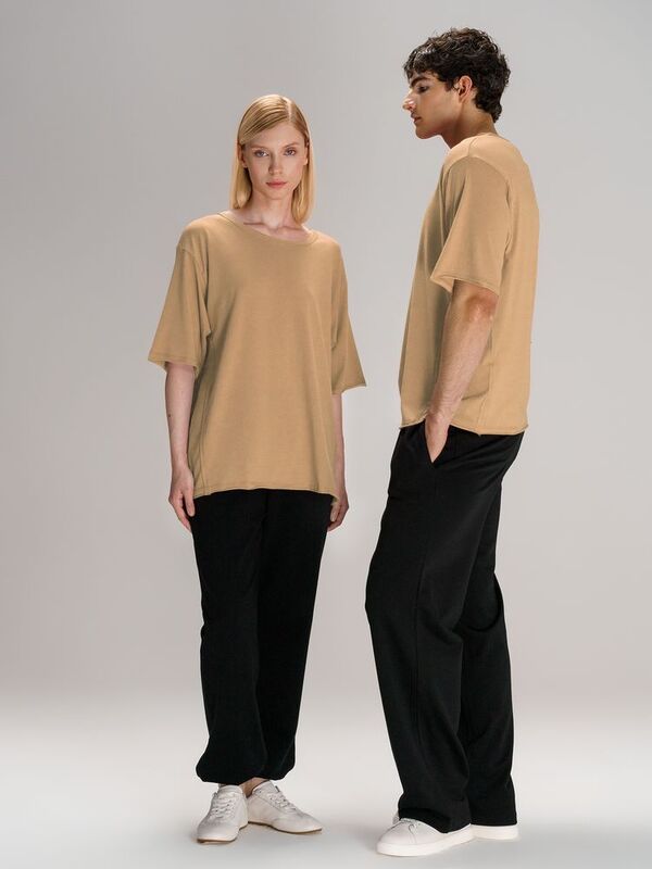 Футболка оверсайз унисекс Vozduh, бежевая арт.19189.12