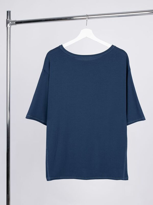 Футболка оверсайз унисекс Vozduh, темно-синяя арт.19189.40