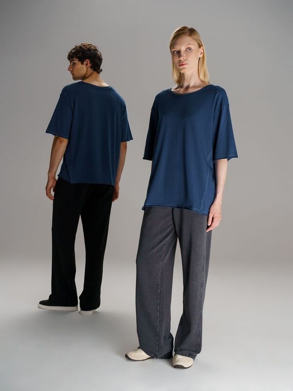 Футболка оверсайз унисекс Vozduh, темно-синяя арт.19189.40