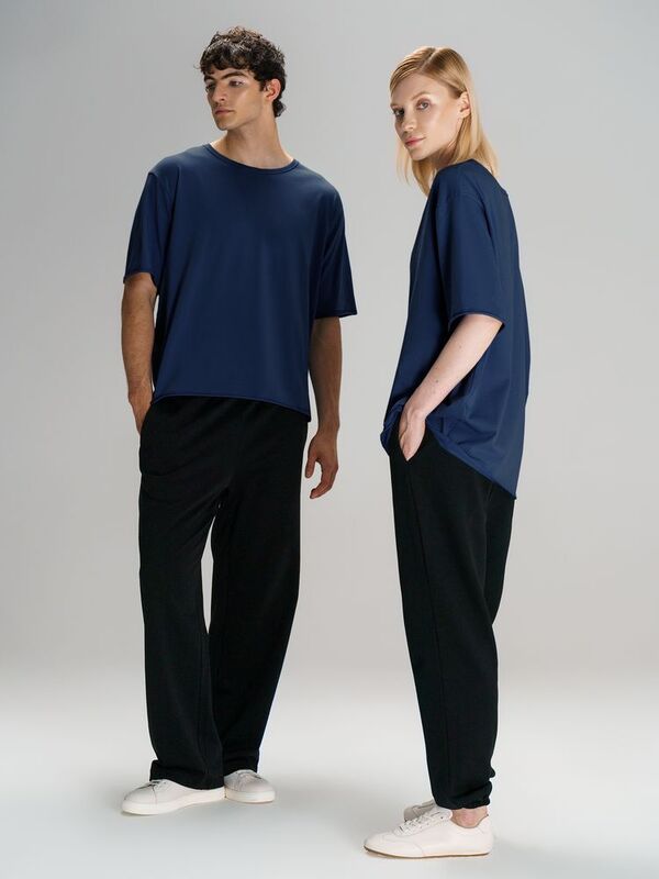 Футболка оверсайз унисекс Vozduh, темно-синяя арт.19189.40