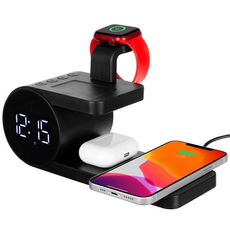 Станция беспроводной зарядки с часами fullStack, черная арт.16460.30