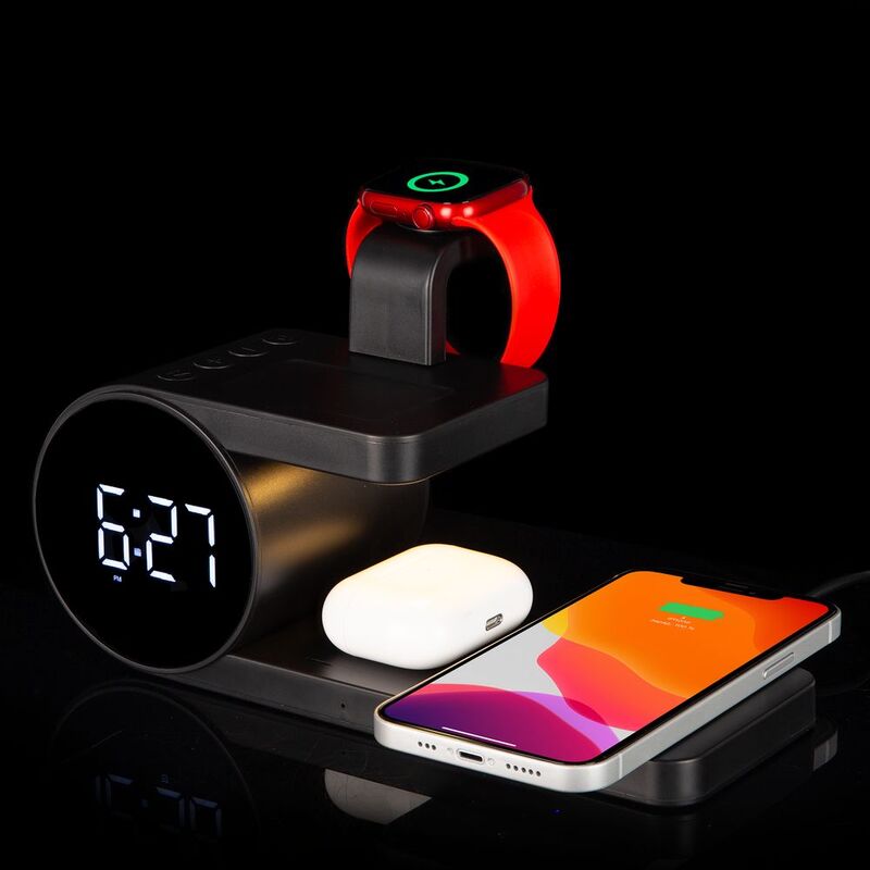 Станция беспроводной зарядки с часами fullStack, черная арт.16460.30