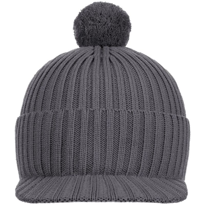 Вязаная шапка с козырьком Peaky, серая (антрацит) арт.16925.28