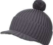 Вязаная шапка с козырьком Peaky, серая (антрацит) арт.16925.28