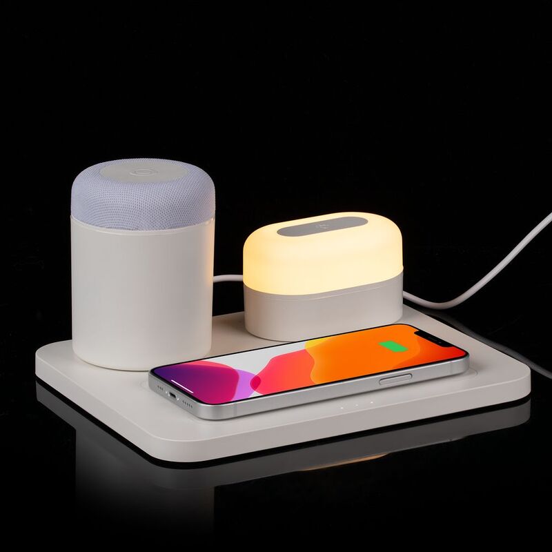 Станция беспроводной зарядки с колонкой и ночником Trilogy, белая арт.16577.60