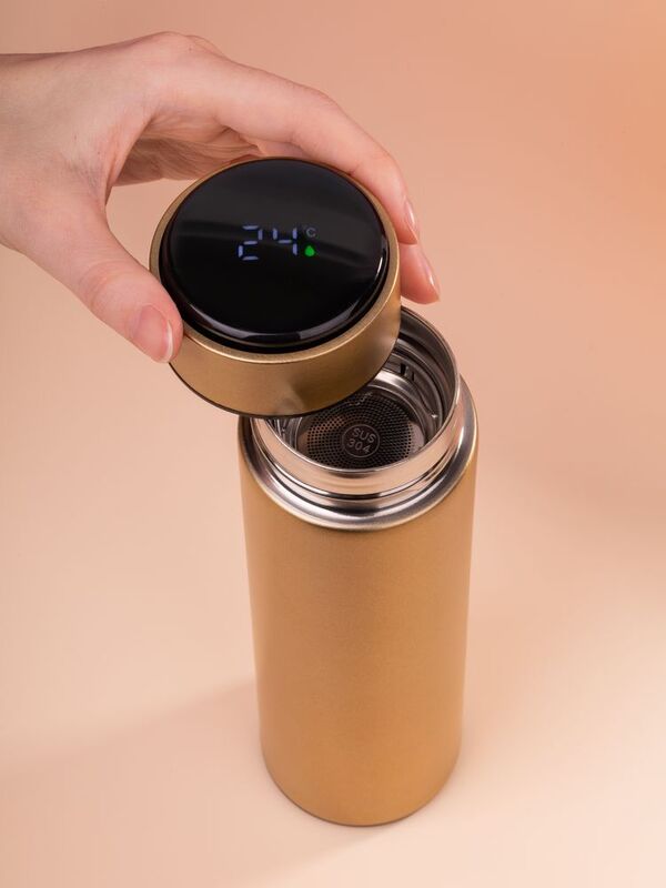 Смарт-бутылка с заменяемой батарейкой Long Therm, золотистая арт.14314.00