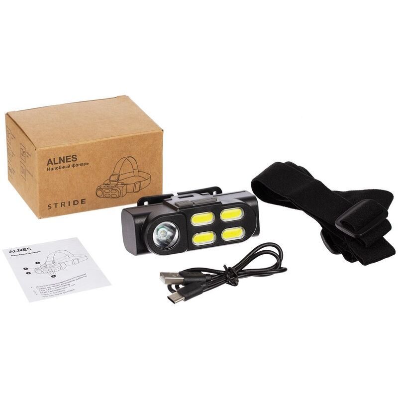 Налобный фонарик аккумуляторный Alnes, черный арт.63002.30