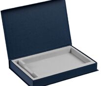 Коробка Silk с флокированным ложементом под ежедневник и ручку, ver. 2, темно-синяя арт.17245.40