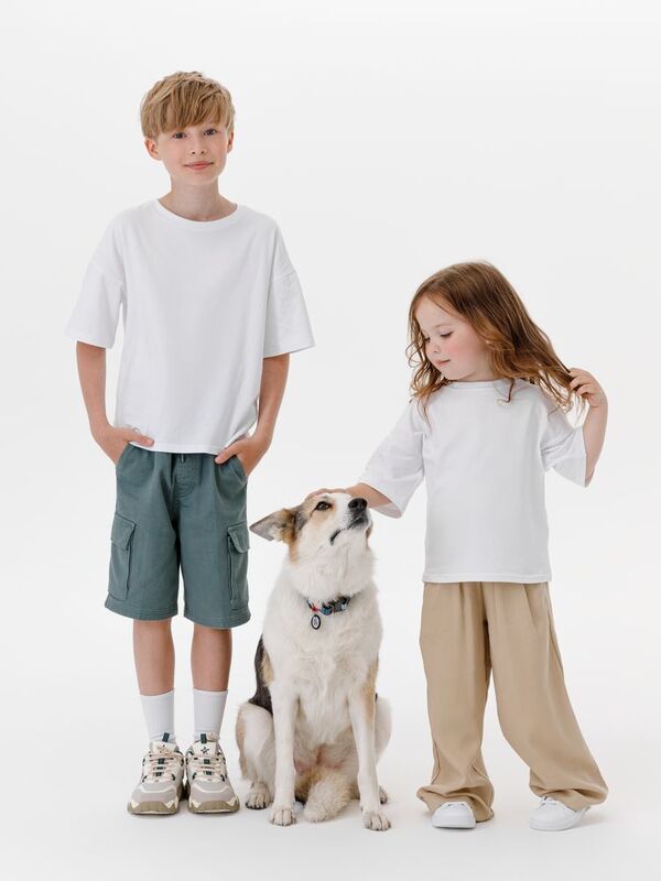 Футболка детская оверсайз Teezer, белая арт.16963.60