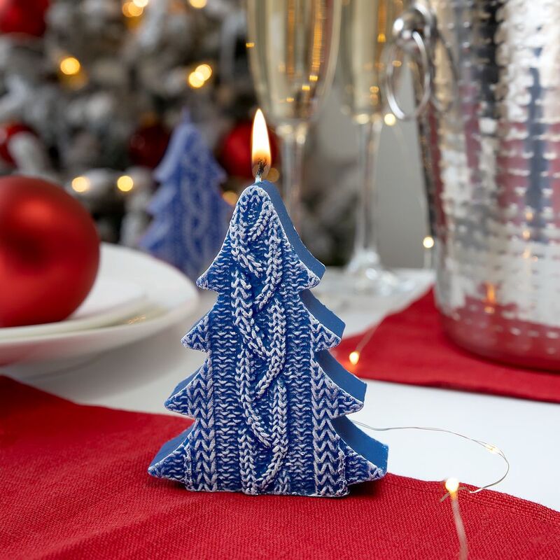 Свеча Kniteam, елка, синяя арт.19335.40