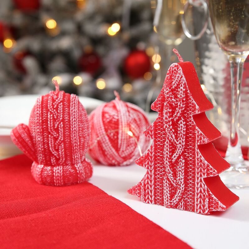 Свеча Kniteam, клубок, красный арт.19337.50