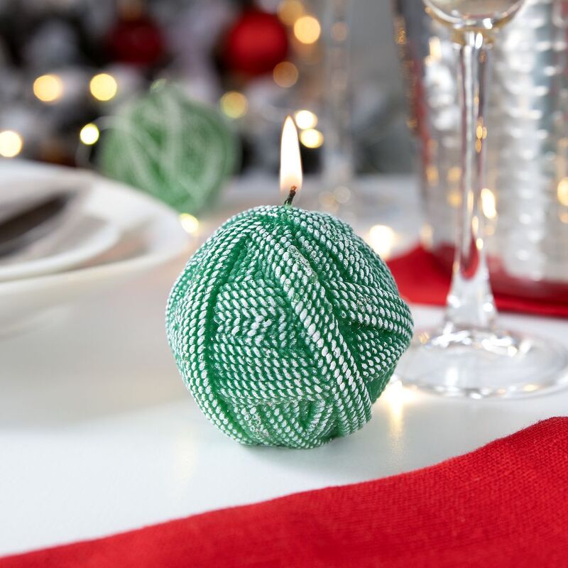 Свеча Kniteam, клубок, зеленый арт.19337.90