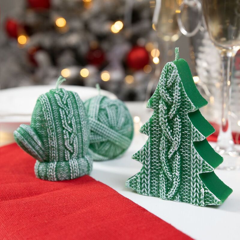 Свеча Kniteam, клубок, зеленый арт.19337.90