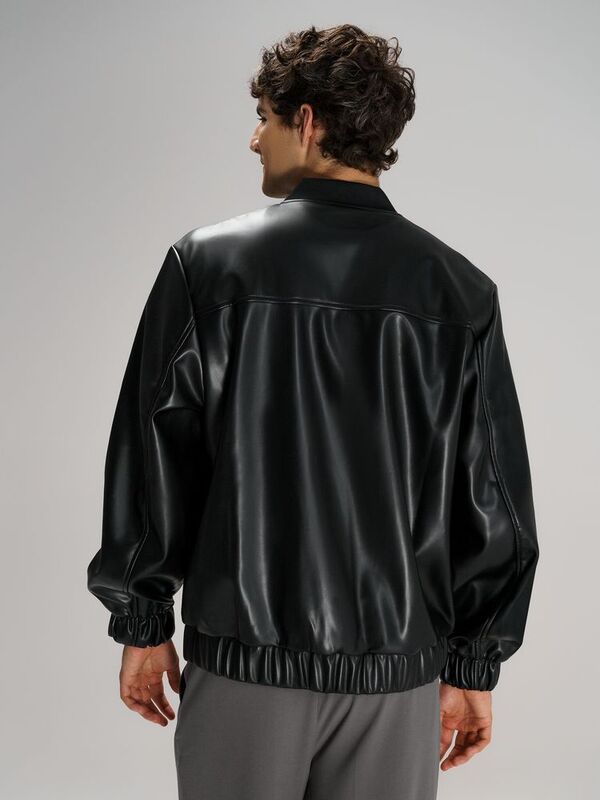 Бомбер из искусственной кожи Univer, черный арт.17402.30