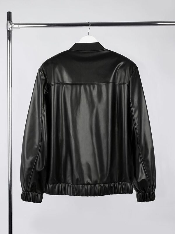 Бомбер из искусственной кожи Univer, черный арт.17402.30