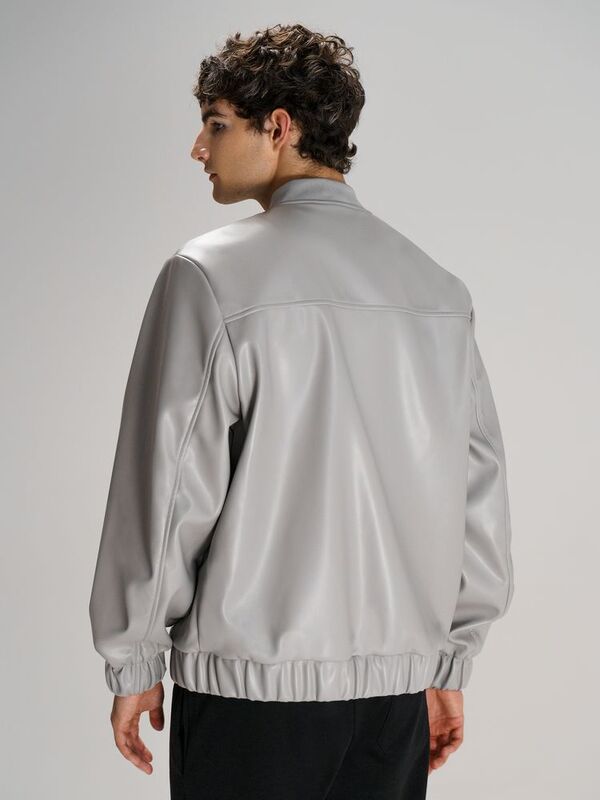 Бомбер из искусственной кожи Univer, серый арт.17402.10