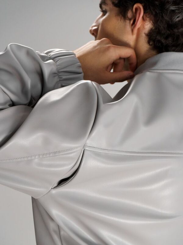 Бомбер из искусственной кожи Univer, серый арт.17402.10