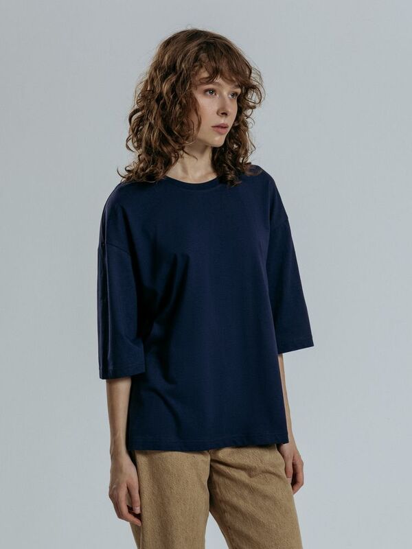 Футболка оверсайз унисекс Base Space, темно-синяя арт.16614.40