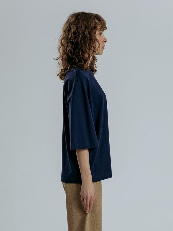 Футболка оверсайз унисекс Base Space, темно-синяя арт.16614.40