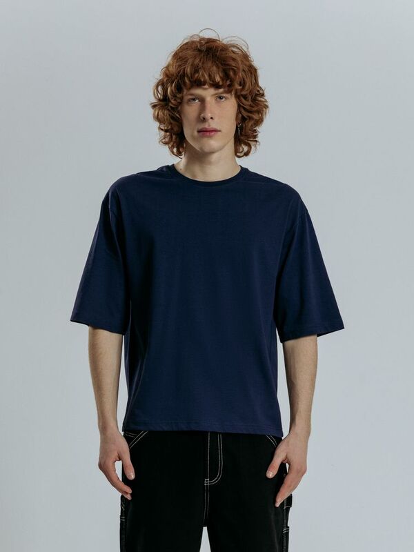 Футболка оверсайз унисекс Base Space, темно-синяя арт.16614.40
