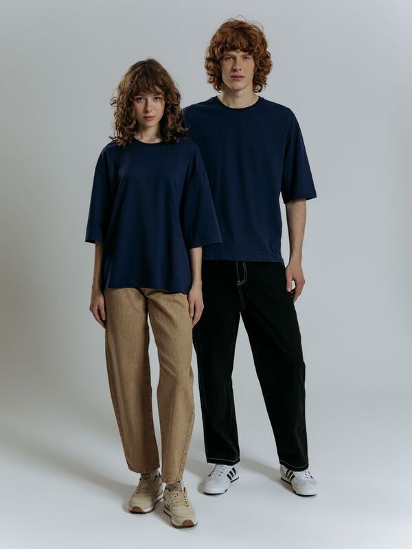 Футболка оверсайз унисекс Base Space, темно-синяя арт.16614.40