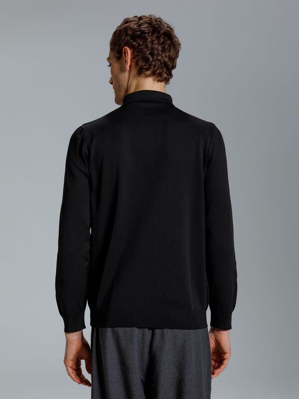 Рубашка поло мужская с длинным рукавом Terrazzo, черная арт.19098.30