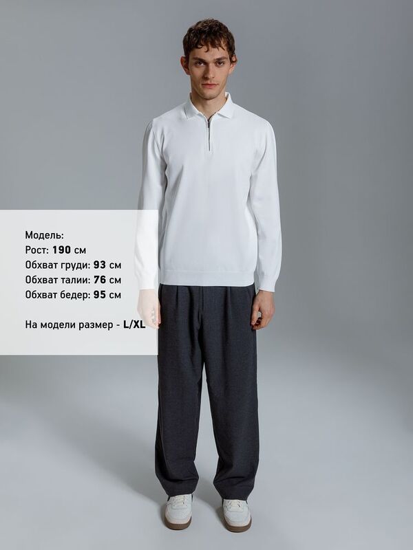 Рубашка поло мужская с длинным рукавом Terrazzo, белая арт.19098.60