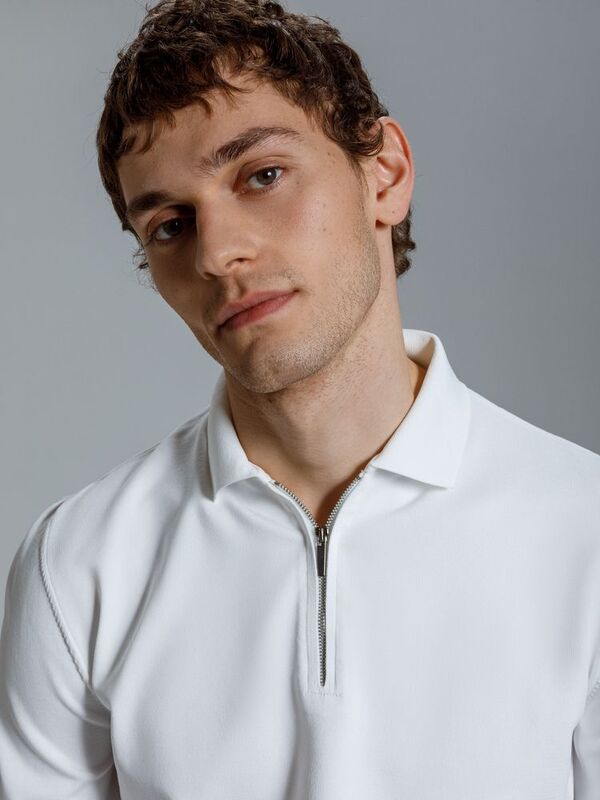 Рубашка поло мужская с длинным рукавом Terrazzo, белая арт.19098.60