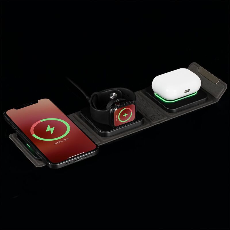 Складная станция беспроводной зарядки triFlex, черная арт.16929.30