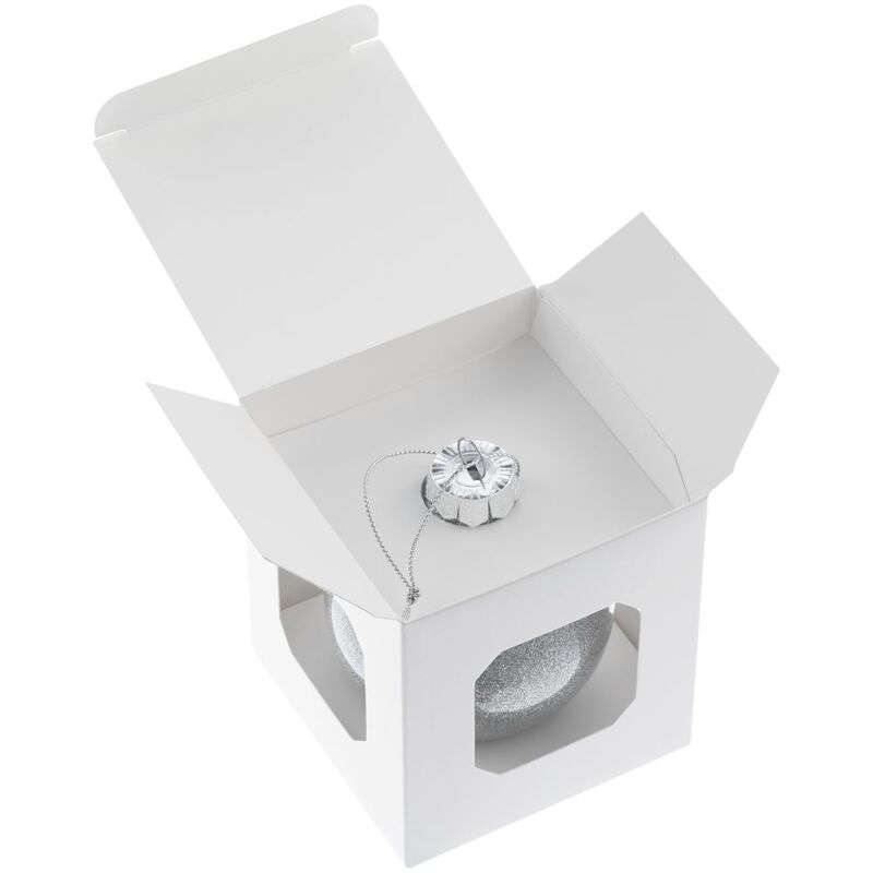 Елочный шар Finery Shine, 8 см, глянцевый серебристый с глиттером арт.21030.11