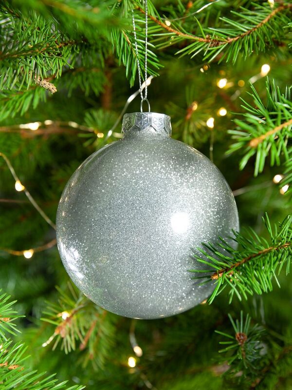 Елочный шар Finery Shine, 10 см, глянцевый серебристый с глиттером арт.21040.11