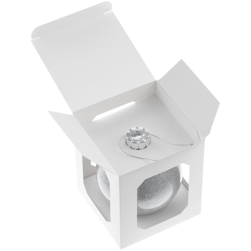 Елочный шар Finery Shine, 10 см, глянцевый серебристый с глиттером арт.21040.11