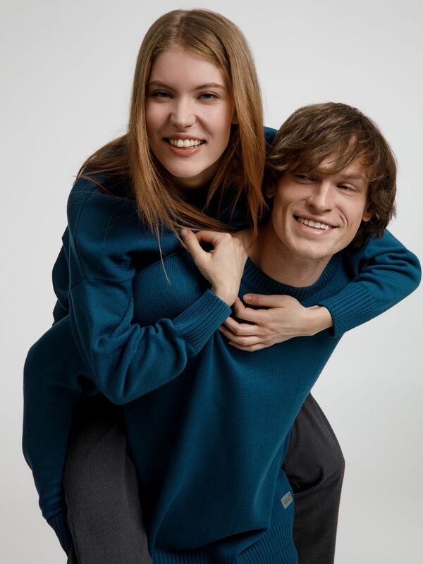 Джемпер оверсайз унисекс Stated в сумке, синий (морская волна) арт.16760.79