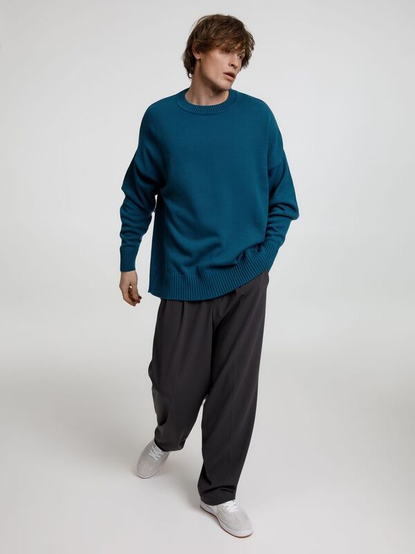 Джемпер оверсайз унисекс Stated в сумке, синий (морская волна) арт.16760.79